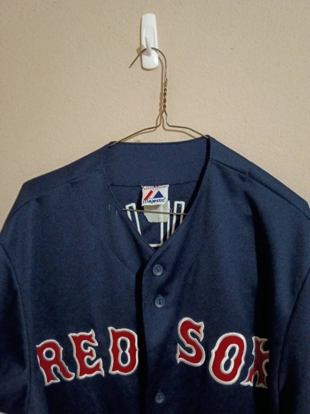 Majestic CURT SCHILLING No 38 BOSTON RED SOX Button-Down Sz XL Jersey BLUE - Picture 2 of 11